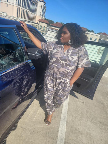 The Diva- dusty green camouflage jumpsuit